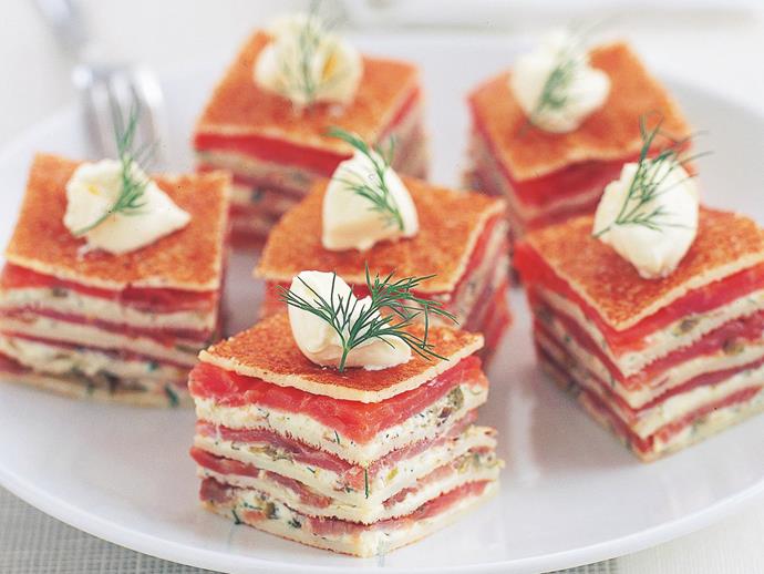 **[Smoked salmon and dill sour cream crepe cakes](https://www.womensweeklyfood.com.au/recipes/smoked-salmon-and-dilled-sour-cream-crepe-cakes-4567|target="_blank")**