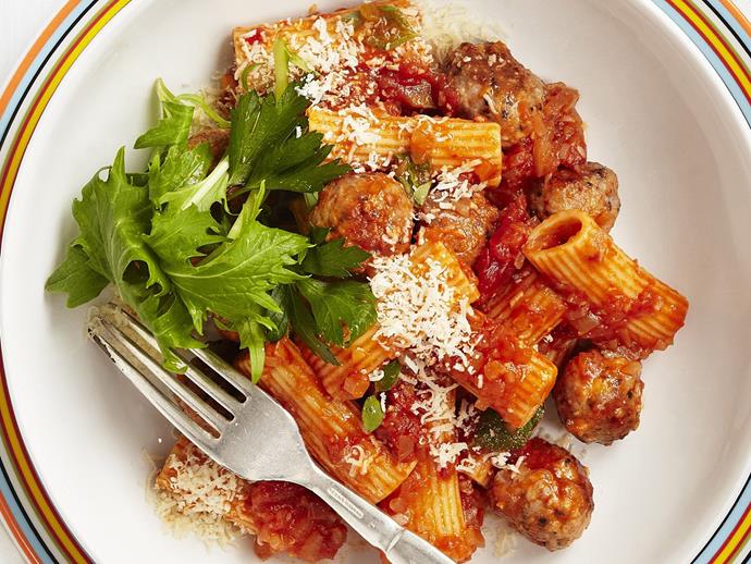 **[Sausage meatball pasta](https://www.womensweeklyfood.com.au/recipes/sausage-meatball-pasta-4100|target="_blank")**

A quick and easy authentic Italian pasta with sausage meatballs and cannelloni.