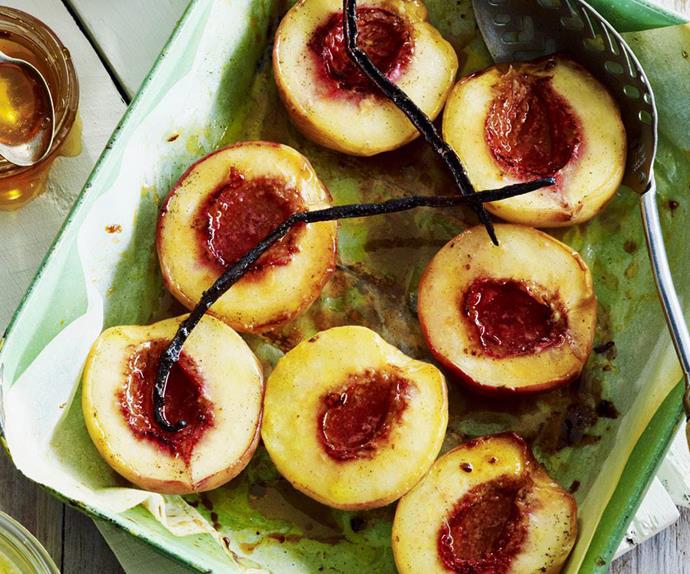 roasted peaches with vanilla and honey