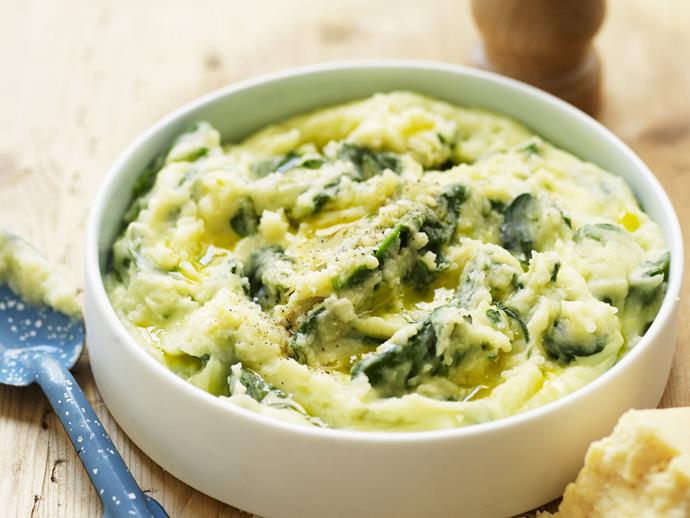 **[Cheesy potato and spinach mash](https://www.womensweeklyfood.com.au/recipes/cheesy-potato-and-spinach-mash-8188|target="_blank")**

Just up your regular mashed potato by adding cheese and spinach for an impressive side dish