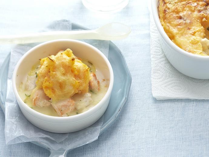 These creamy [individual fish pies](https://www.womensweeklyfood.com.au/recipes/fish-pot-pies-8210|target="_blank") will be gobbled up by the whole family.