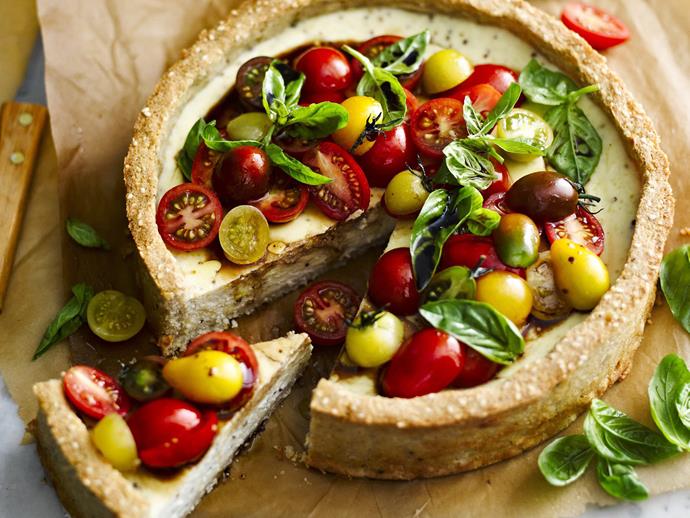 **[Tomato and goat's cheese tart with rice and seed crust](https://www.womensweeklyfood.com.au/recipes/tomato-and-goats-cheese-tart-with-rice-and-seed-crust-7995|target="_blank")**

A tasty gluten-free tart with fresh tomatoes and a creamy goat's cheese centre.
