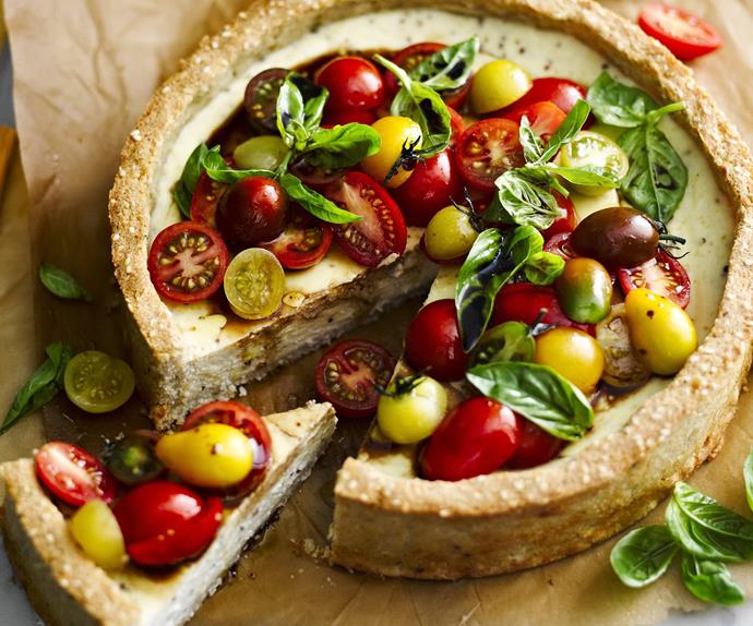 TOMATO AND GOAT'S CHEESE TART with Rice and Seed Crust