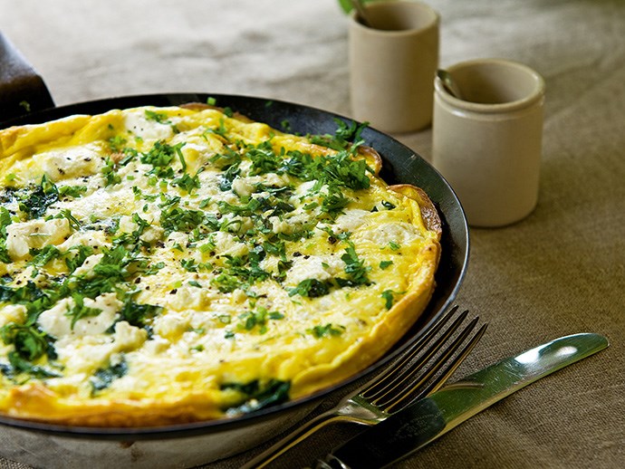 **[Swiss chard omelette](https://www.womensweeklyfood.com.au/recipes/swiss-chard-omelette-23601|target="_blank")**
This feta omelette is proof that keeping a recipe simple can yield satisfying results. Whip this tasty breakfast up in just 10 minutes.