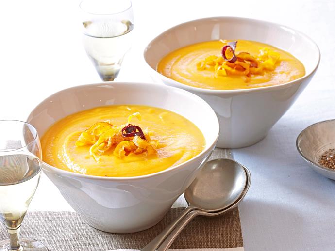 **[Creamy sweet potato and fennel soup with parmesan wafers](http://www.womensweeklyfood.com.au/recipes/creamy-sweet-potato-and-fennel-soup-with-parmesan-wafers-6946|target="_blank")**

Food for the soul; it's beautiful served hot straight off the stove-top, topped with crisp parmesan wafers for crunch.