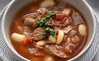 Bean and merguez soup with gremolata