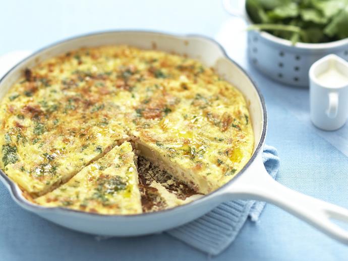 **[Potato and bacon frittata](https://www.womensweeklyfood.com.au/recipes/potato-and-bacon-frittata-6433|target="_blank")**

This frittata, loaded with bacon and potato, makes a great weekend lunch dish, or a light dinner with a green salad and some crusty bread on the side.