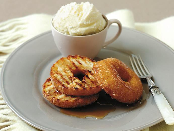 **[Grilled cinnamon doughnuts with maple syrup](https://www.womensweeklyfood.com.au/recipes/grilled-cinnamon-doughnuts-with-maple-syrup-6918|target="_blank")**

Assuming you find yourself with left-over doughnuts to hand, a big assumption granted, there's no better way to eat them than grilled with maple syrup.
