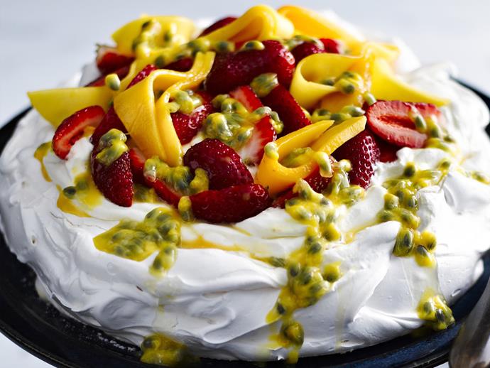 **[Classic pavlova baked on a plate](https://www.womensweeklyfood.com.au/recipes/classic-pavlova-baked-on-a-plate-12688|target="_blank")**

This marshmallow-textured pavlova is cooked directly on the platter it's served on, which eliminates the risk of breaking the fragile meringue when transferring it. Simply make sure the platter is plain, sturdy and ovenproof.