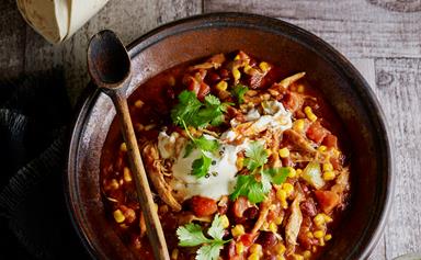 Shredded Mexican chicken and beans