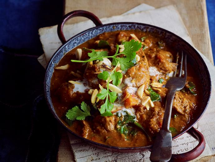 Enjoy this hearty and nourishing [lamb, kumara and almond curry](https://www.womensweeklyfood.com.au/recipes/lamb-kumara-and-almond-curry-28666|target="_blank") on a winter's night.
