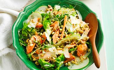 Smoked trout, sprout and apple salad