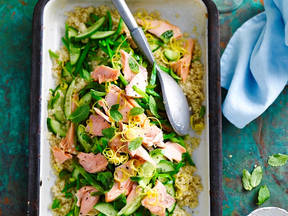 **[Salmon and quinoa salad](https://www.womensweeklyfood.com.au/recipes/salmon-and-quinoa-salad-28686|target="_blank")**

This fabulously flaky dish can be on the table in less than half an hour.