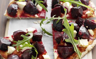 Roasted beetroot and feta pizza