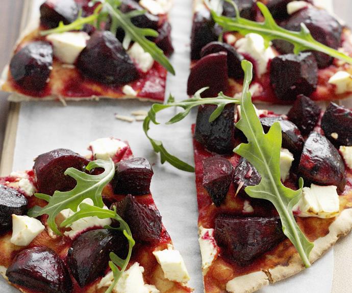 Roasted beetroot and fetta pizza