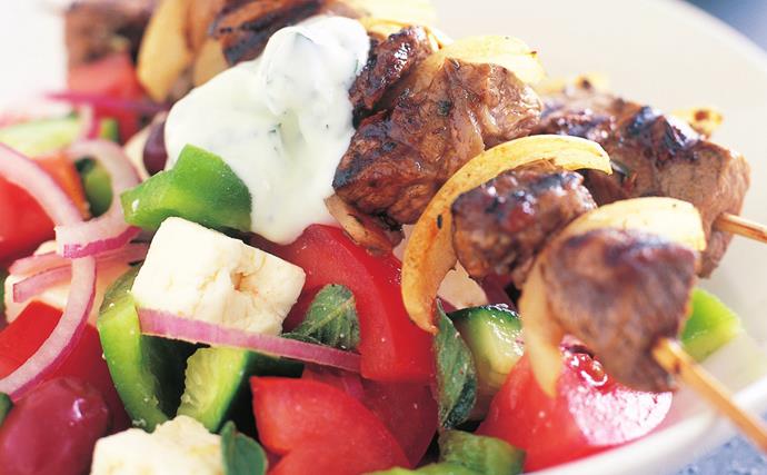 Souvlaki with Greek salad