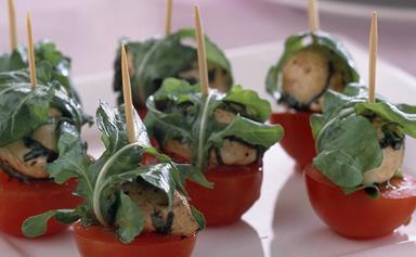 Tomato and marinated bocconcini skewers