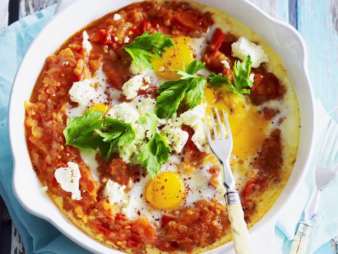 [Shakshuka with Turkish bread](http://www.foodtolove.com.au/recipes/shakshuka-with-turkish-bread-16999|target="_blank"): This traditional Middle Eastern breakfast dish is packed full of flavour and fresh ingredients. The combination of baked eggs and a rich tomato, chilli and onion sauce is utterly delicious. Use your Turkish bread to soak up the sauces for a brilliant brunch dish.