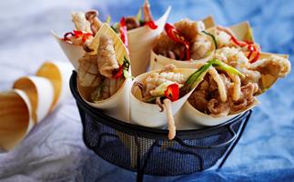 Five spice squid with lime mayonnaise