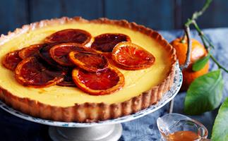 Tangelo tart with candied blood oranges
