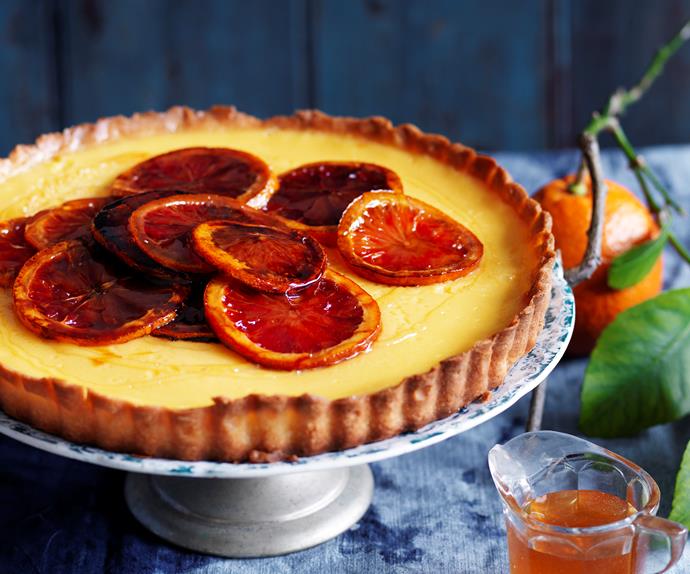 tangelo tart with candied blood oranges