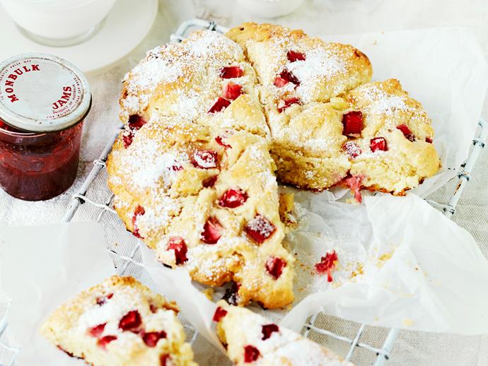**[Strawberry bliss scones](https://www.womensweeklyfood.com.au/recipes/strawberry-bliss-scones-28769|target="_blank")**

Sweet and delicate, these strawberry scones are the perfect treat for morning or afternoon tea. Enjoy warm with a dollop of jam and cream.