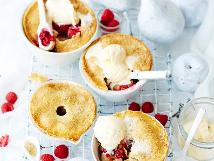 You will love these scrumptious [pear and raspberry pies with coconut pastry](https://www.womensweeklyfood.com.au/recipes/pear-and-raspberry-pies-with-coconut-pastry-28781|target="_blank")! So simple, so tasty, and made lower in sugar with rice malt syrup, so you can indulge guilt-free!