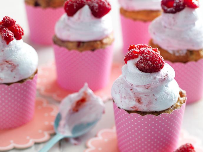 [Raspberry and vanilla cupcakes](https://www.womensweeklyfood.com.au/recipes/raspberry-and-white-chocolate-cupcakes-28804|target="_blank")