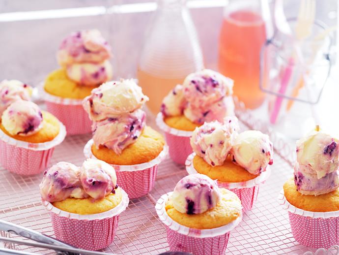 Indulge in these sweet and satisfying [blackberry swirl lemonade cupcakes](https://www.womensweeklyfood.com.au/recipes/blackberry-swirl-lemonade-cupcakes-28811|target="_blank") - perfect for morning or afternoon tea with just the right amount of sweetness!