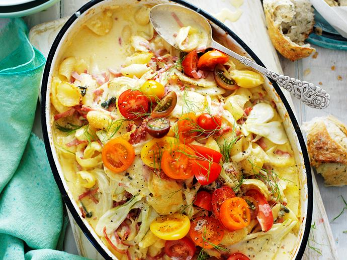 Snuggle up and enjoy a big bowl of this deliciously cheesy and creamy [baked pasta with ham, blue cheese and fennel](https://www.womensweeklyfood.com.au/recipes/baked-pasta-with-ham-blue-cheese-and-fennel-28846|target="_blank"). The ultimate comfort food for the cooler winter nights.