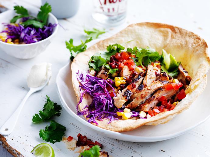 Try this [**chilli and chicken tostada**](https://www.womensweeklyfood.com.au/recipes/chilli-and-chicken-tostada-28873|target="_blank") for something quick, delicious and full of spice.