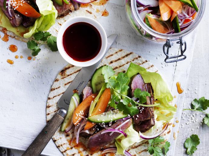 **[Korean steak tacos with pickled vegetables](https://www.womensweeklyfood.com.au/recipes/korean-steak-tacos-with-pickled-vegetables-28880|target="_blank")**

Spice up dinner time with these delicious Korean style steak tacos. We've served them with pickled veggies for extra freshness and zing. The family will love assembling them and eating with their hands.