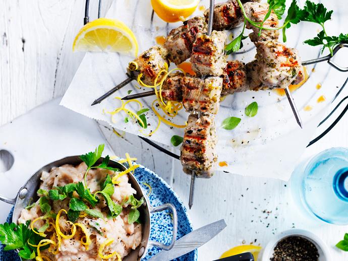 **[Greek pork skewers with crushed white beans](https://www.womensweeklyfood.com.au/recipes/greek-pork-skewers-with-crushed-white-beans-28884|target="_blank")**

Cook up a storm in the kitchen tonight with these glorious Greek pork skewers with crushed white beans! Loaded with bags of flavour and texture - these are sure to be a hit!