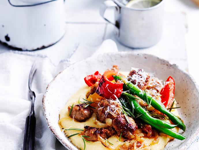 **[Sausages and capsicum with soft polenta](https://www.womensweeklyfood.com.au/recipes/sausages-and-capsicum-with-soft-polenta-28889|target="_blank")**

Warm up on the cooler nights with this delicious and comforting sausage and capsicum with soft polenta dish - flavoursome and nourishing!