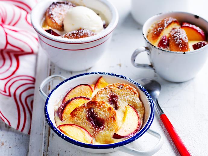 These sweet and sugary [jam and peach donut puddings](http://www.womensweeklyfood.com.au/recipes/jam-and-peach-donut-puddings-28903|target="_blank") are the ultimate sweet treat for morning or afternoon tea! Easy to prepare and so delicious!