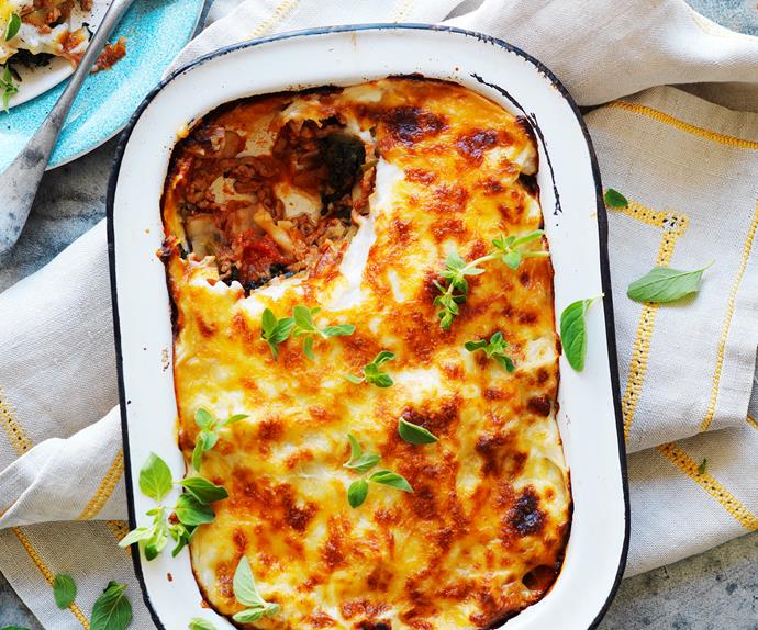 pork and veal lasagne with spinach