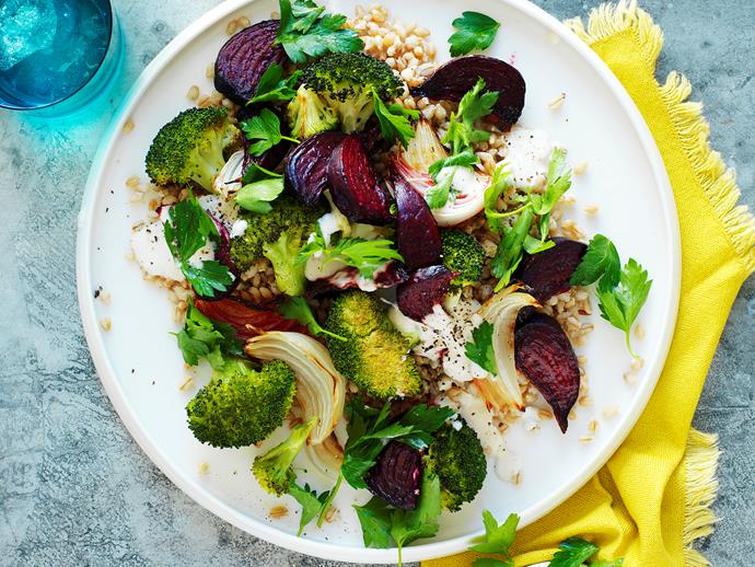**[Pearl barley salad](https://www.womensweeklyfood.com.au/recipes/pearl-barley-salad-11682|target="_blank")**

This delicious roasted beetroot, broccoli and pearl barley salad is beautiful enjoyed warm with a creamy tahini dressing. It's the perfect example that healthy, vegetarian food can be delicious and filling!