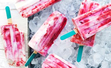 Raspberry and vanilla yoghurt ice-blocks
