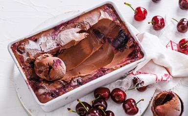 Chocolate and cherry ripple ice-cream