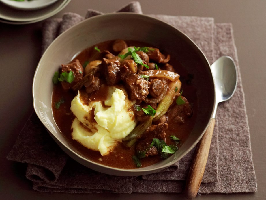 Warm, hearty and packed with mushrooms and bacon, this [beef stew](https://www.womensweeklyfood.com.au/recipes/slow-cooker-beef-mushroom-and-red-wine-stew-28968|target="_blank") is slow-cooked in a fragrant red wine sauce to tender perfection.