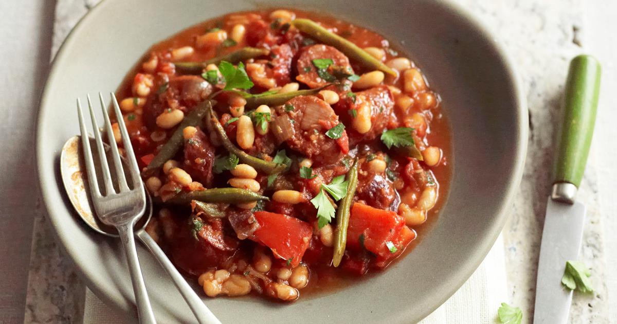Chorizo Spinach Bean Stew