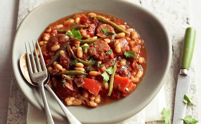 Slow-cooker chorizo, chilli and white bean stew
