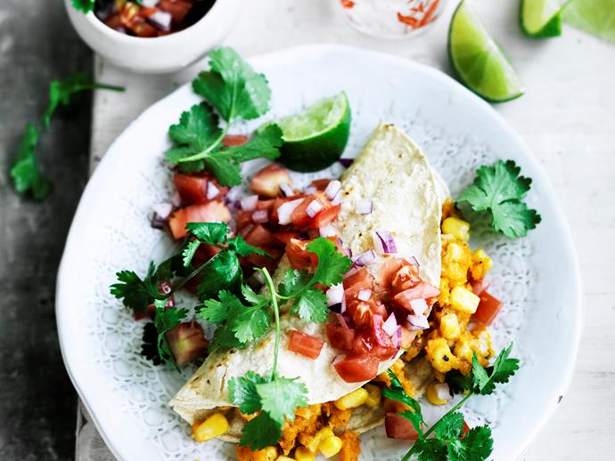 Fresh, wholesome dinners are always the most satisfying! Just like this [pumpkin and corn quesadilla dish](https://www.womensweeklyfood.com.au/recipes/pumpkin-and-corn-quesadilla-with-fresh-tomato-salsa-29060|target="_blank") with fresh tomato salsa - healthy, nourishing and so delicious!