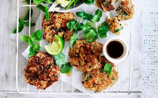 Thai crab fritters with cabbage salad