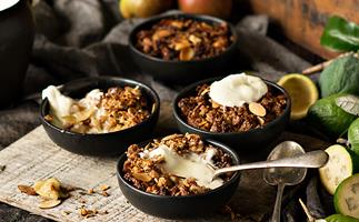 Crunchy feijoa and apple crumbles