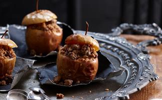 Halloween rotten apples with sweet biscuit filling