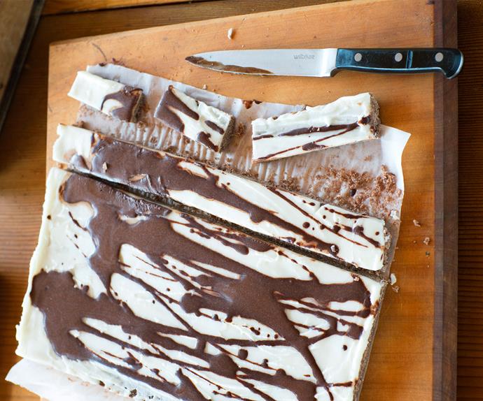 Chocolate coconut and peppermint slice