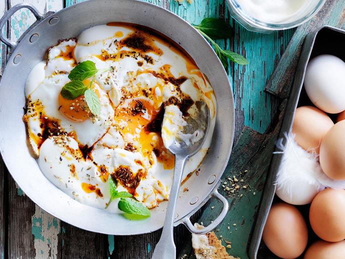 **[Fried eggs and spiced yoghurt sauce](https://www.womensweeklyfood.com.au/recipes/fried-eggs-and-spiced-yoghurt-sauce-29222|target="_blank")**

This Middle Eastern dish is perfect for breakfast, it will help keep your blood sugar levels in check for the rest of the day. And this means you are less likely to succumb to quick-fix snacks!