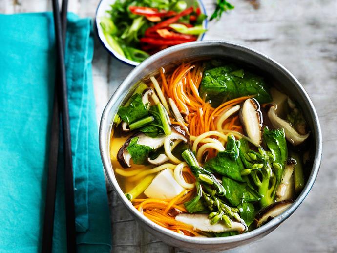 **[Chinese noodle, tofu and vegetable soup](https://www.womensweeklyfood.com.au/recipes/chinese-noodle-tofu-and-vegetable-soup-29231|target="_blank")**

This Chinese style soup is very refreshing if you're looking for a quick and easy meat-free meal.