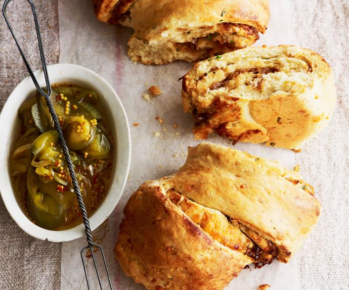 Caramelised onion and vintage cheddar pull-apart bread